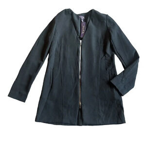 Long Tall Sally Longline Zip Through Jacket Black Blazer Size 8 Women's NWT